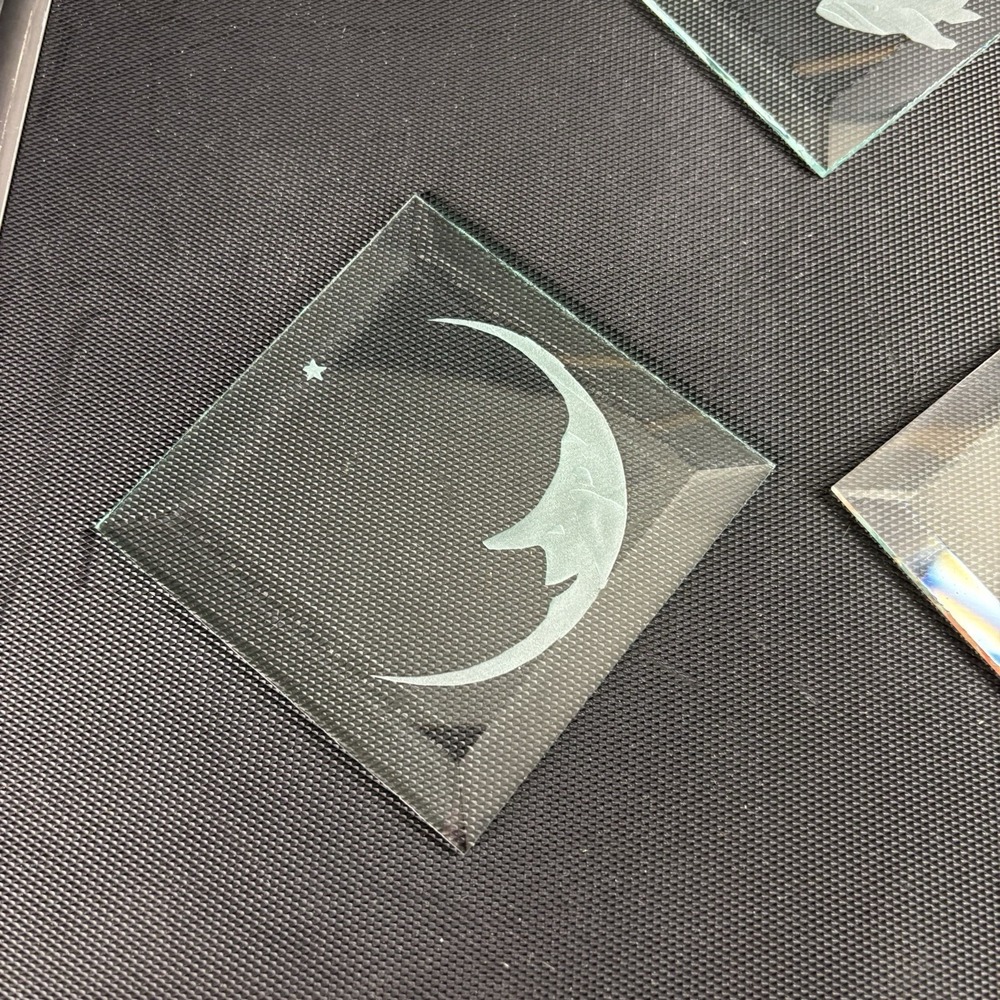 5 Vtg Stained Glass Square Panel Beveled Etched Suncatchers Handmade - Picture 2 of 8